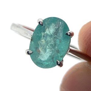 Paraiba Tourmaline 1.05ct Solid 14K White Gold Ring